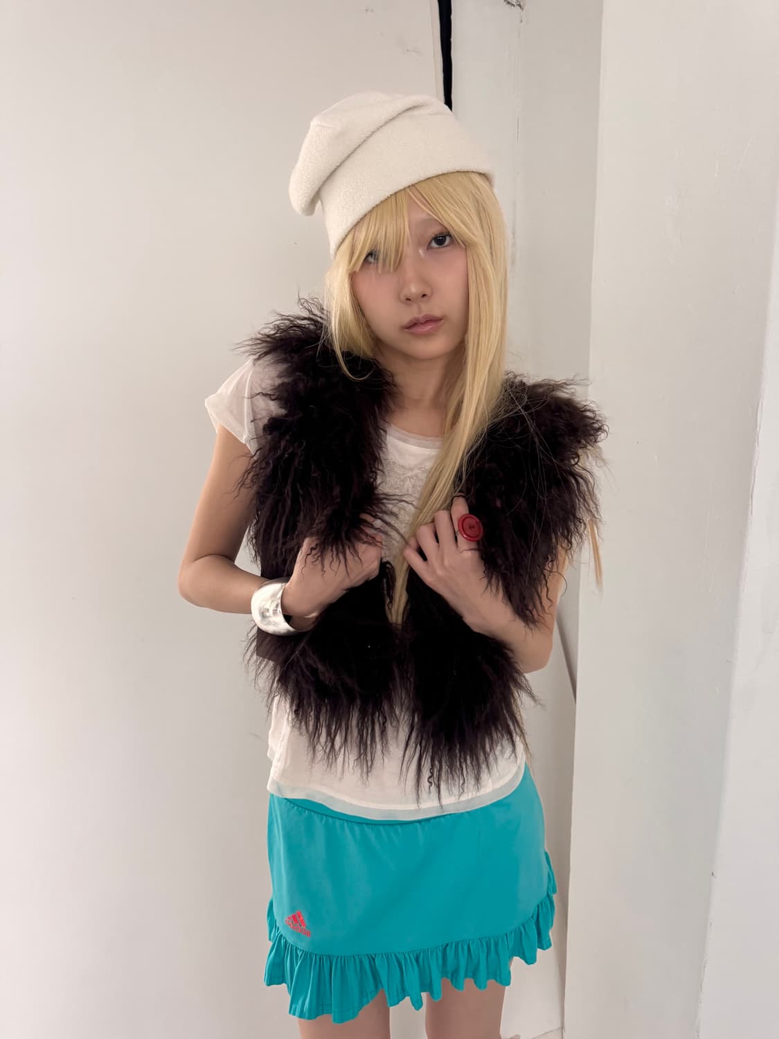 brown furry vest 상품이미지2