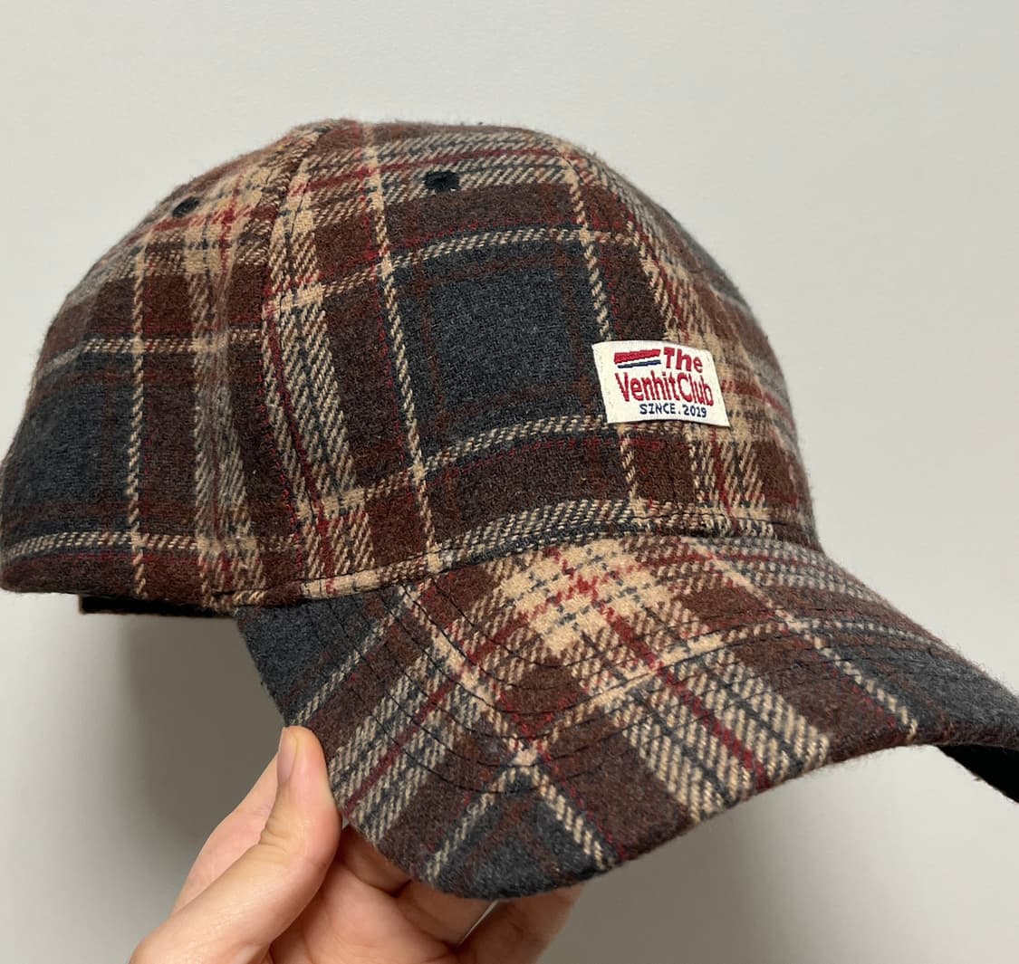벤힛 시그니처 체크 볼캡 브라운 상품이미지1