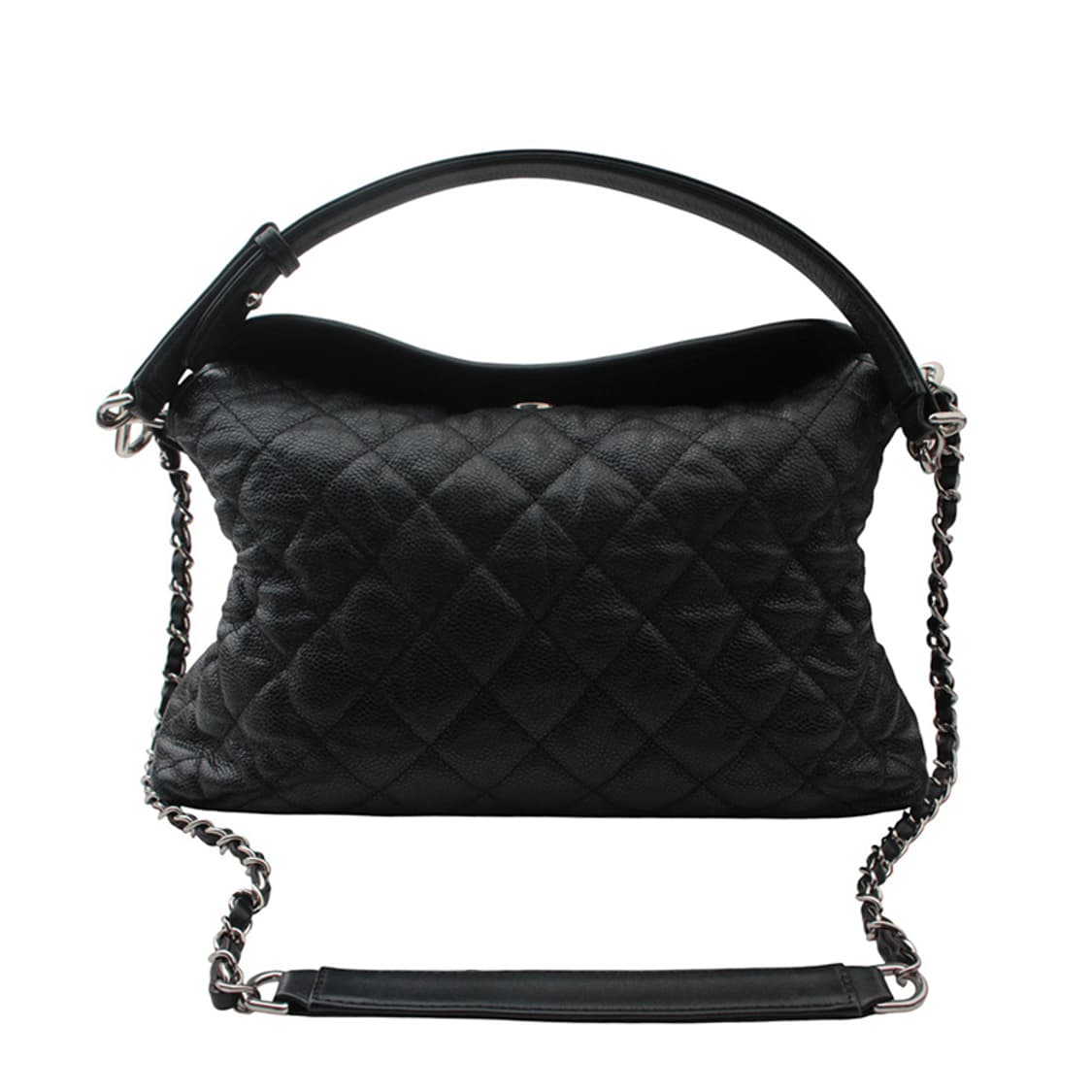 샤넬 은장 CC 블랙 캐비어 퀼팅 체인 숄더백 상품이미지3
