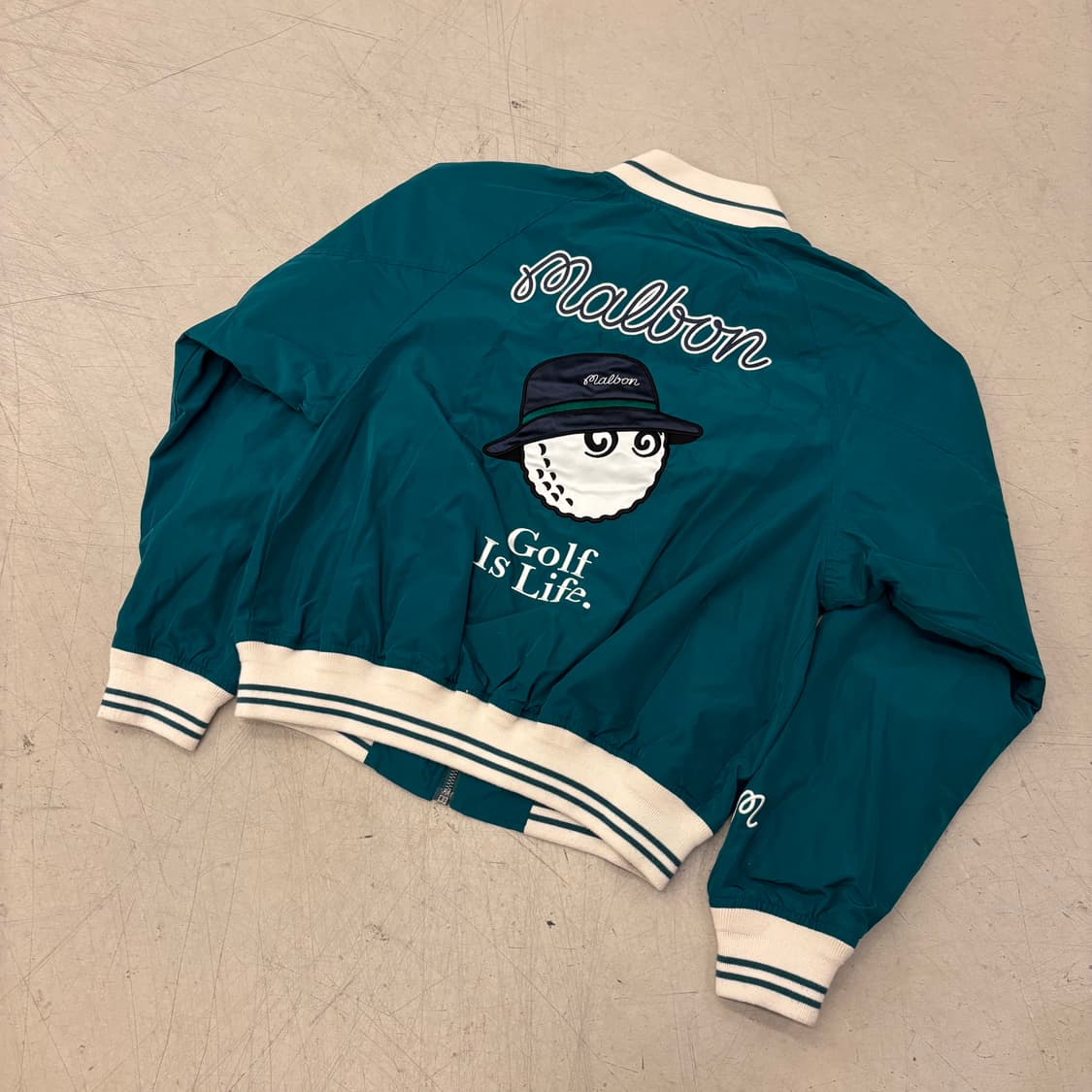 말본 빅로고 그린 바시티 자켓 상품이미지1