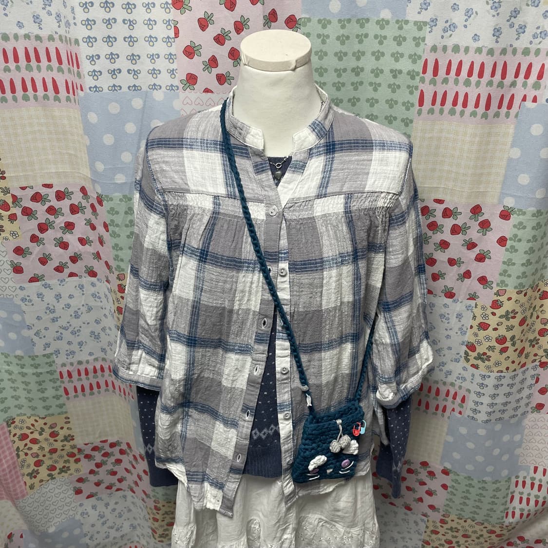 체크 도트 블루 상의세트 #모리걸 #파랑코디 #코디세트 상품이미지5