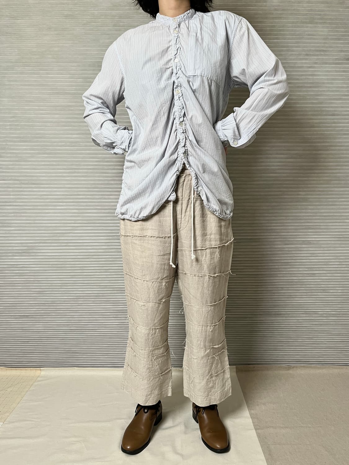언더커버 23fw 축융 스트라이프 셔츠 undercover 셔링 상품이미지9