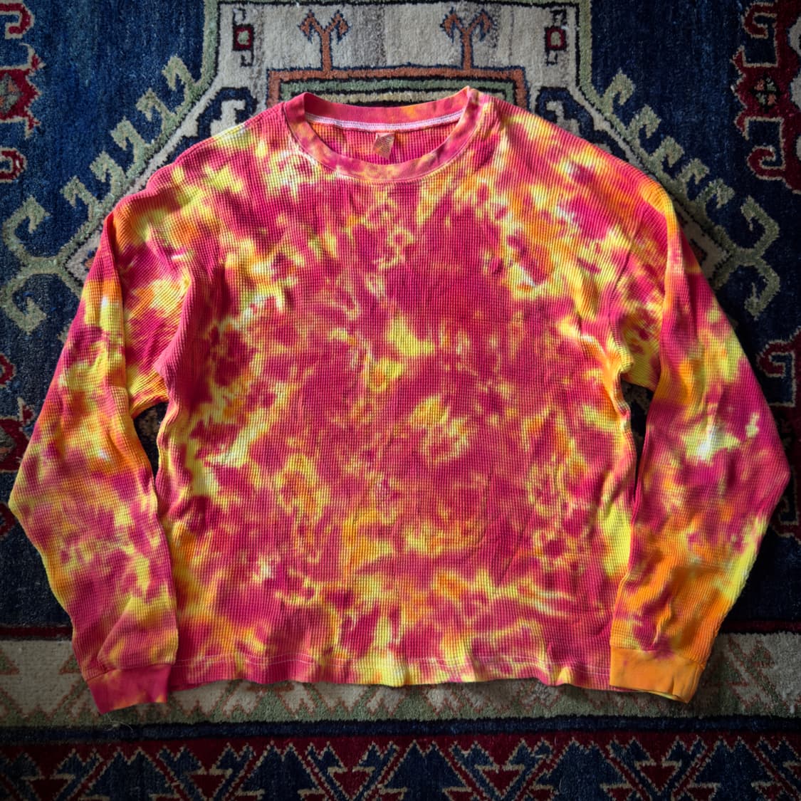 Flame burn tie-dye Waffle knit (USA) 상품이미지2
