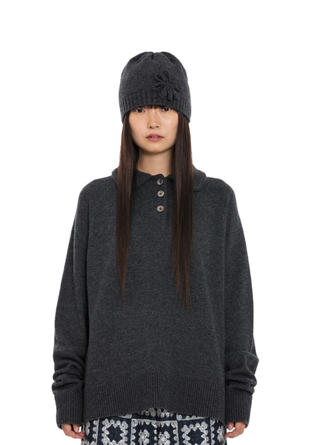 실사/ 복복 코사지 비니 그레이 상품이미지2