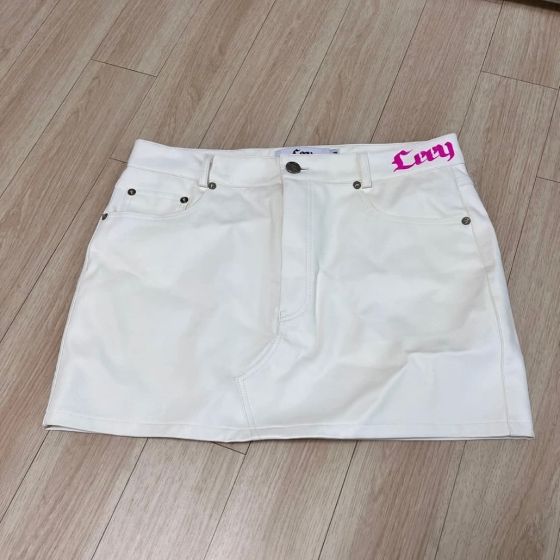 Leey 레더 미니 스커트 화이트 m 상품이미지2
