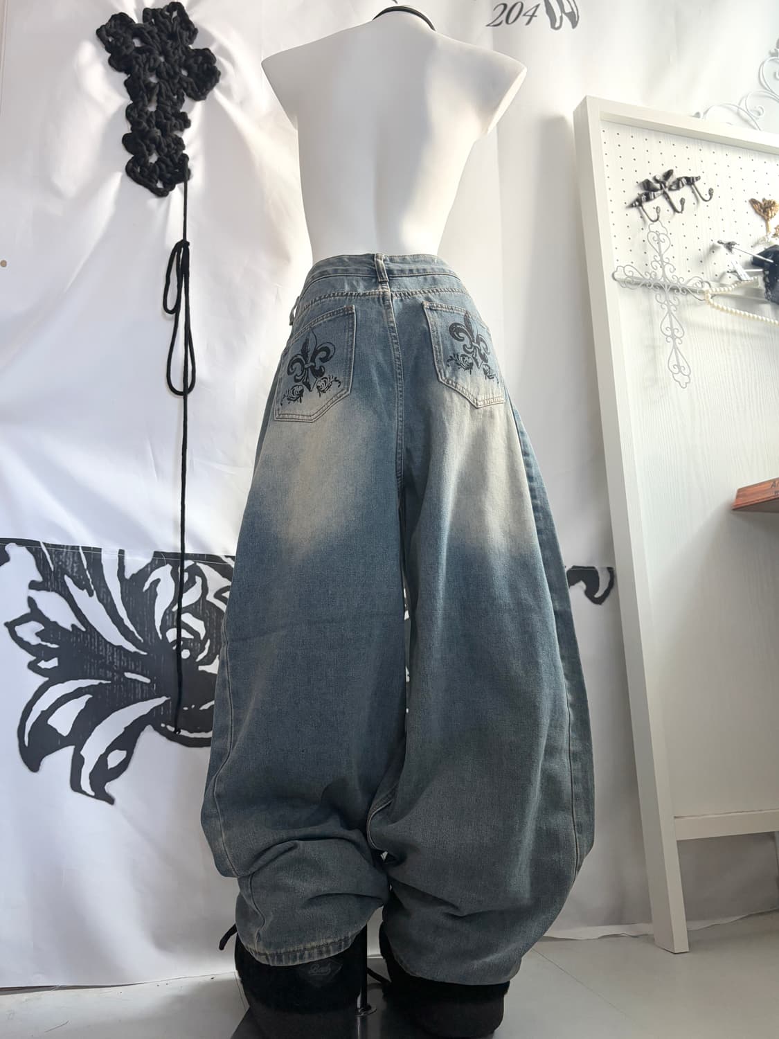 • denim hurt printed wide pants  상품이미지2