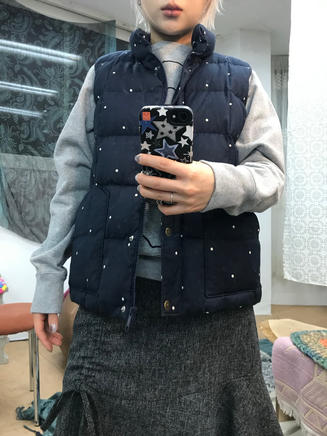 리바이스 여성 덕다운 도트 패딩조끼  상품이미지2