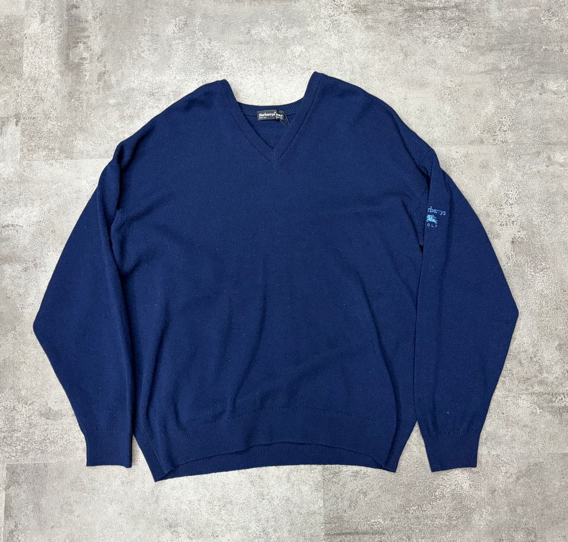 버버리 골프 네이비 V넥 니트 XXL 상품이미지1