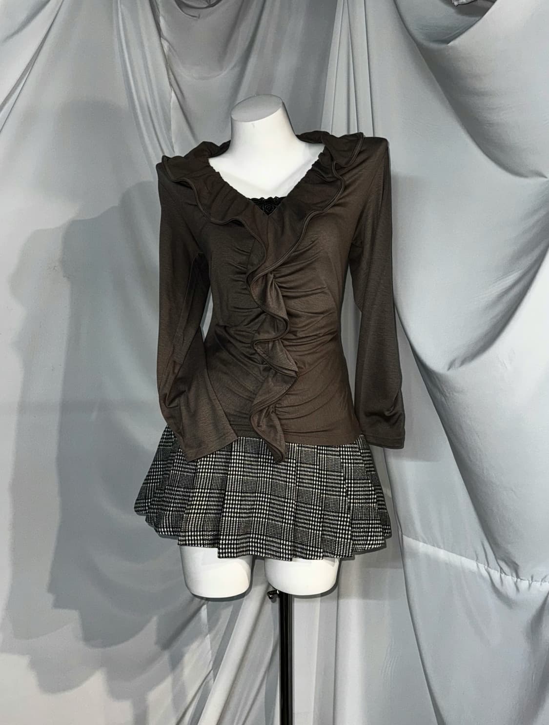 나폴레옹자켓 Y2k 카키 그런지 셔링 코디세트 상품이미지5