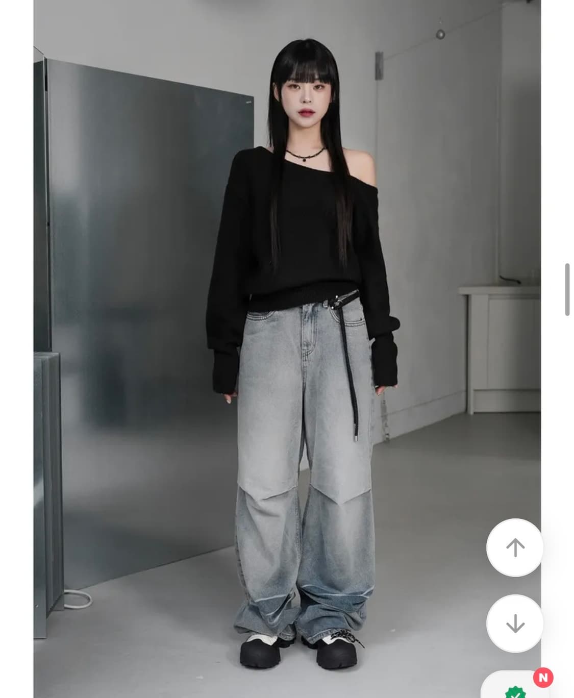 바이너리원 모비 울 언발니트 오프숄더 니트 블랙 상품이미지2