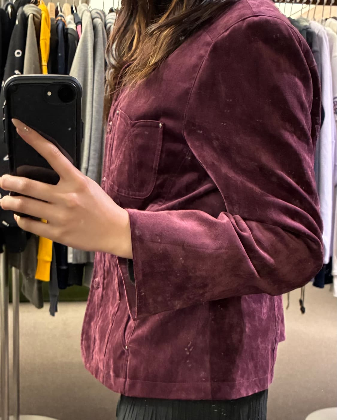 L)Japanese vintage 여성 벨벳 버건디 자켓 상품이미지3