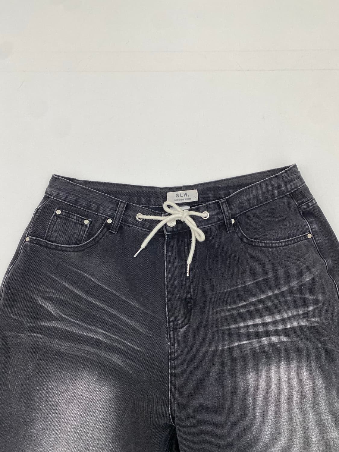 GLW 블랙 데님 반바지 (xl) 상품이미지3