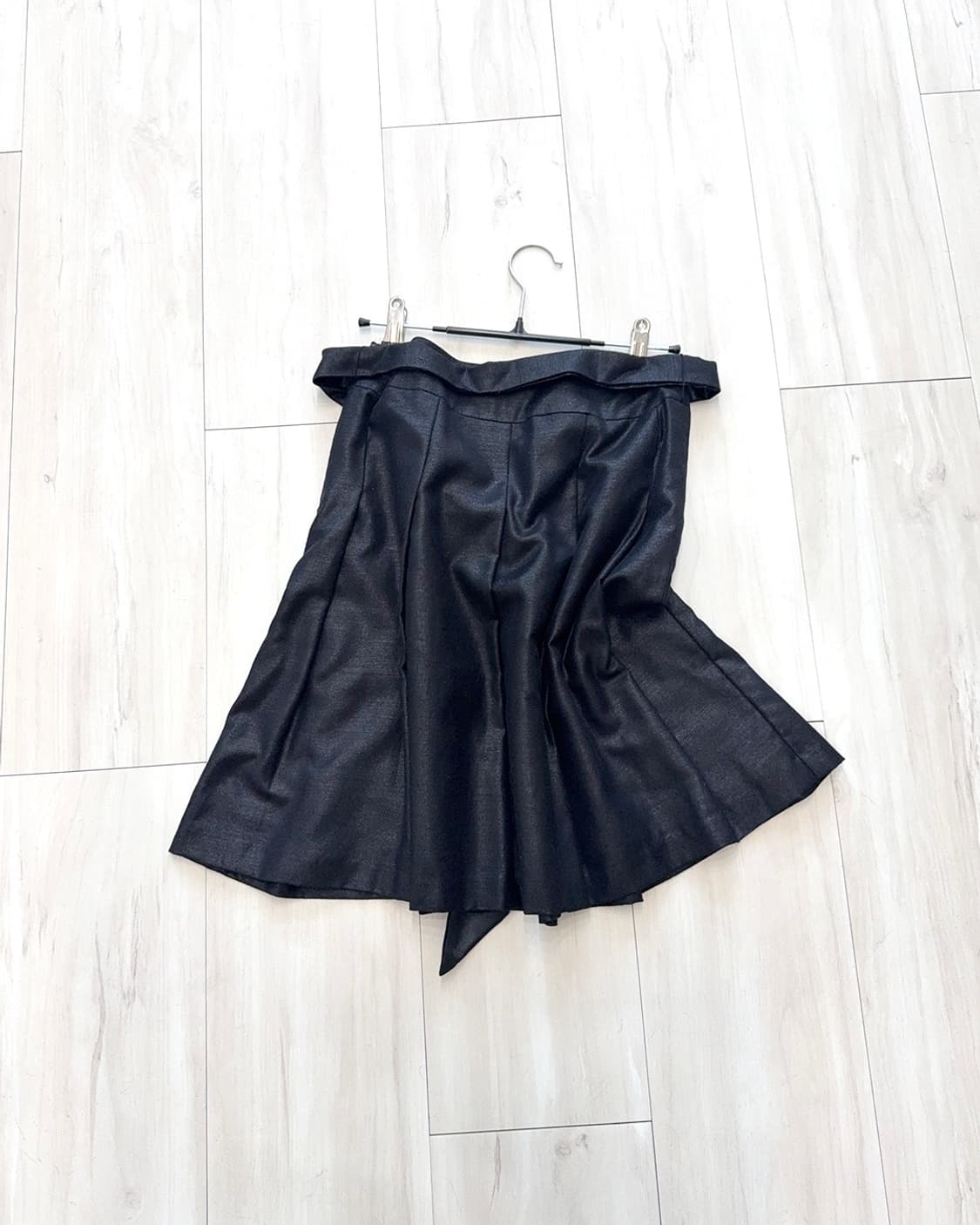 Feminine black Glossy Pleated Midi Skirt 상품이미지7