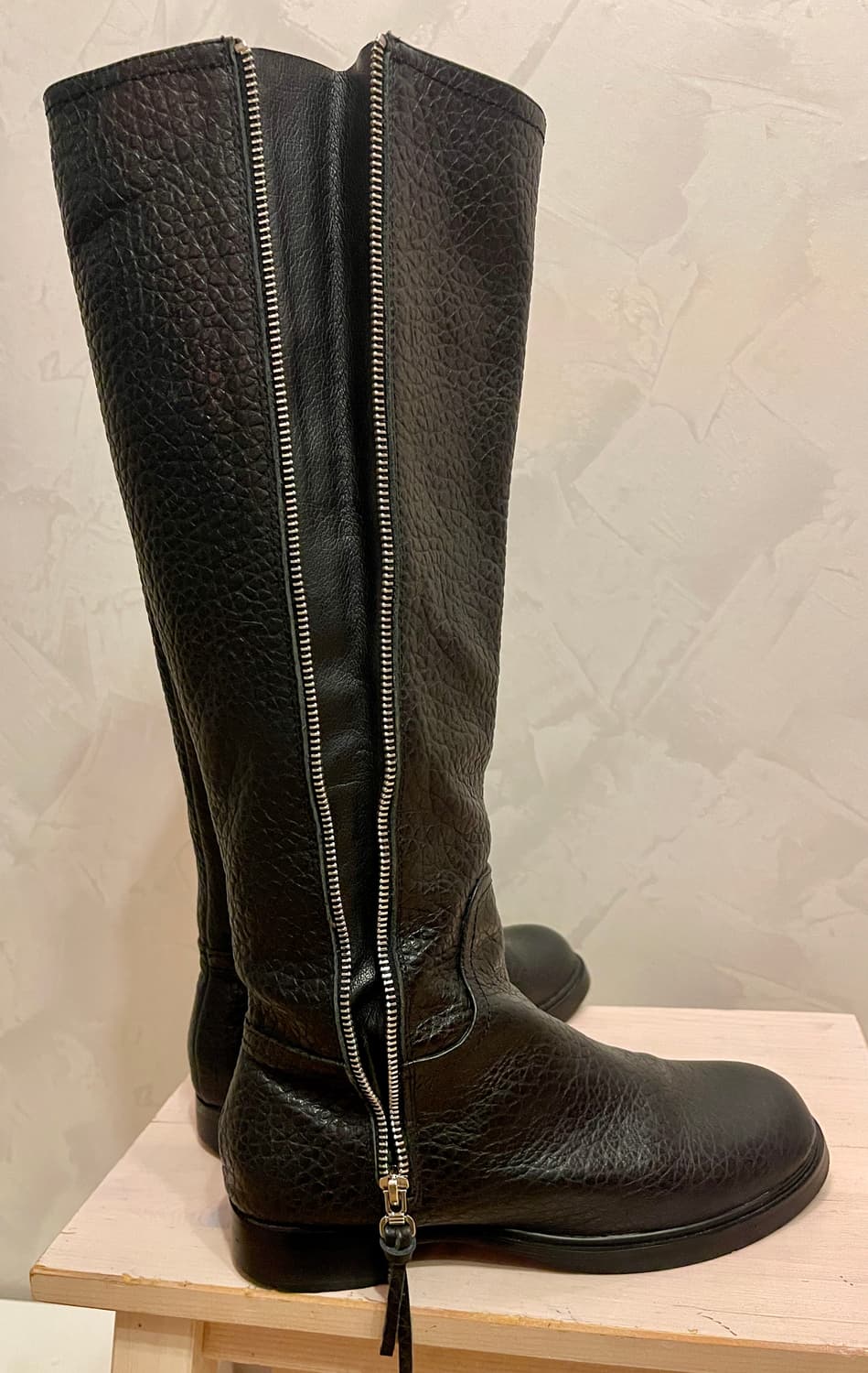 리얼 카우레더 지퍼 롱부츠 블랙 37사이즈(240) 상품이미지5
