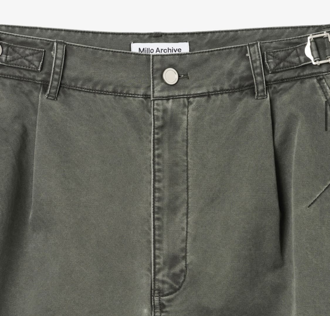 새상품) 밀로 가먼트 가먼트 워시드 실루엣 팬츠 M [카키 그레이] 상품이미지2