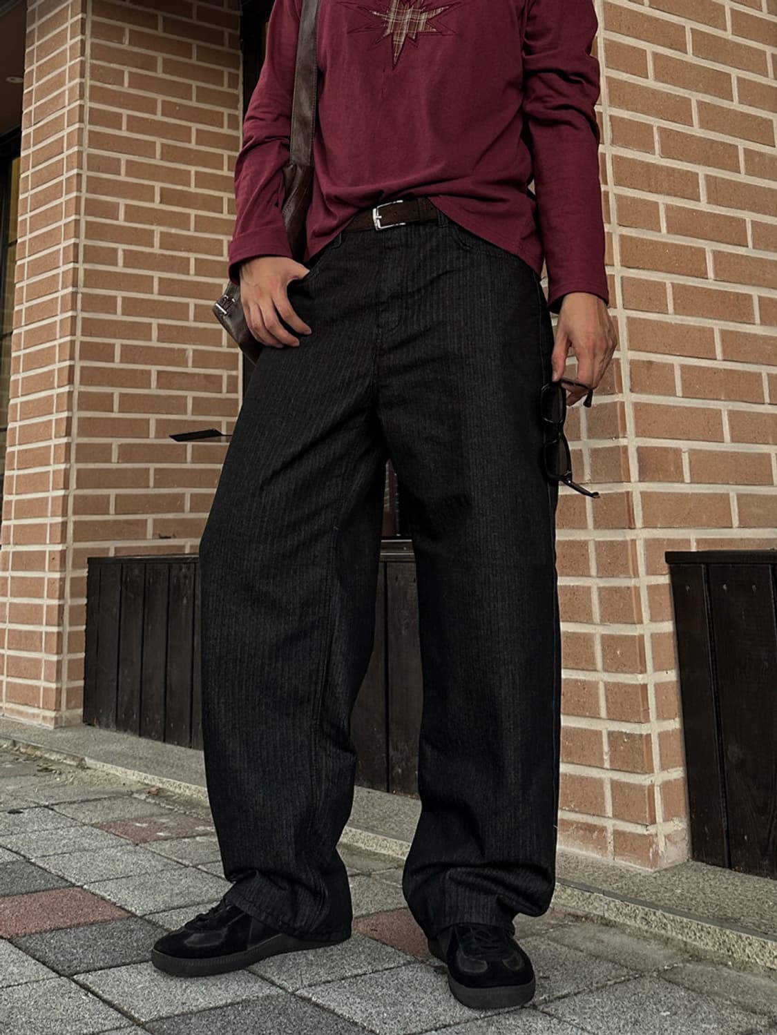 S,M) 헤링본 스트라이프 팬츠  상품이미지1