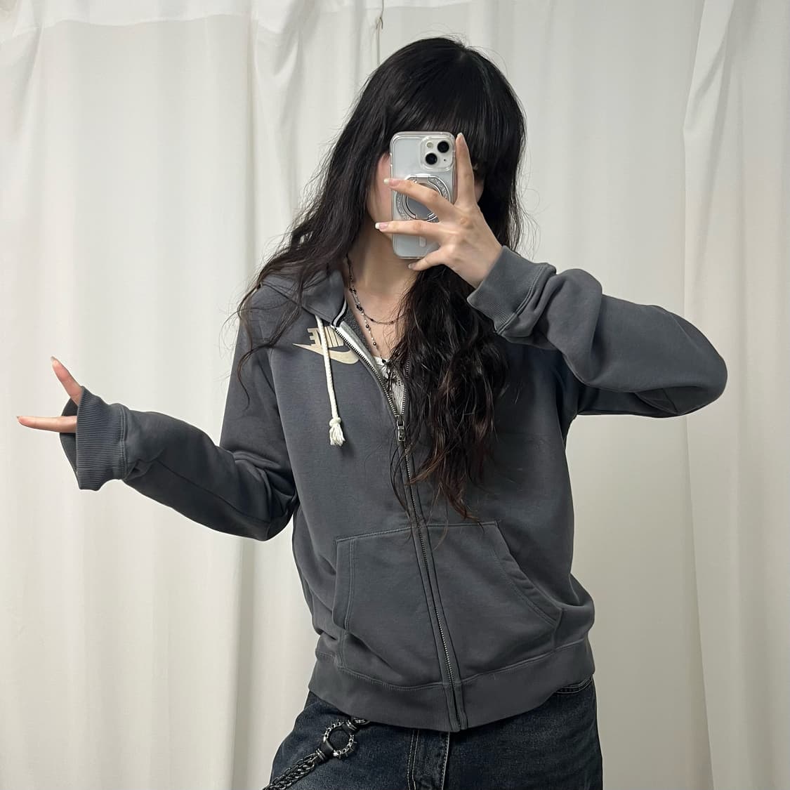 Nike charcoal hood zip-up 상품이미지2