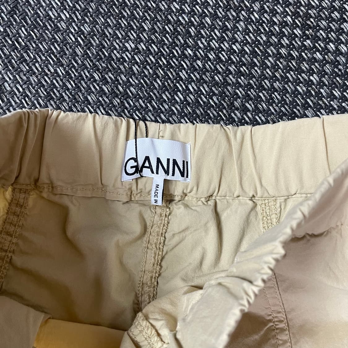 GANNI 가니 연노랑 우븐 카고 와이드 밴딩 팬츠 S 상품이미지4