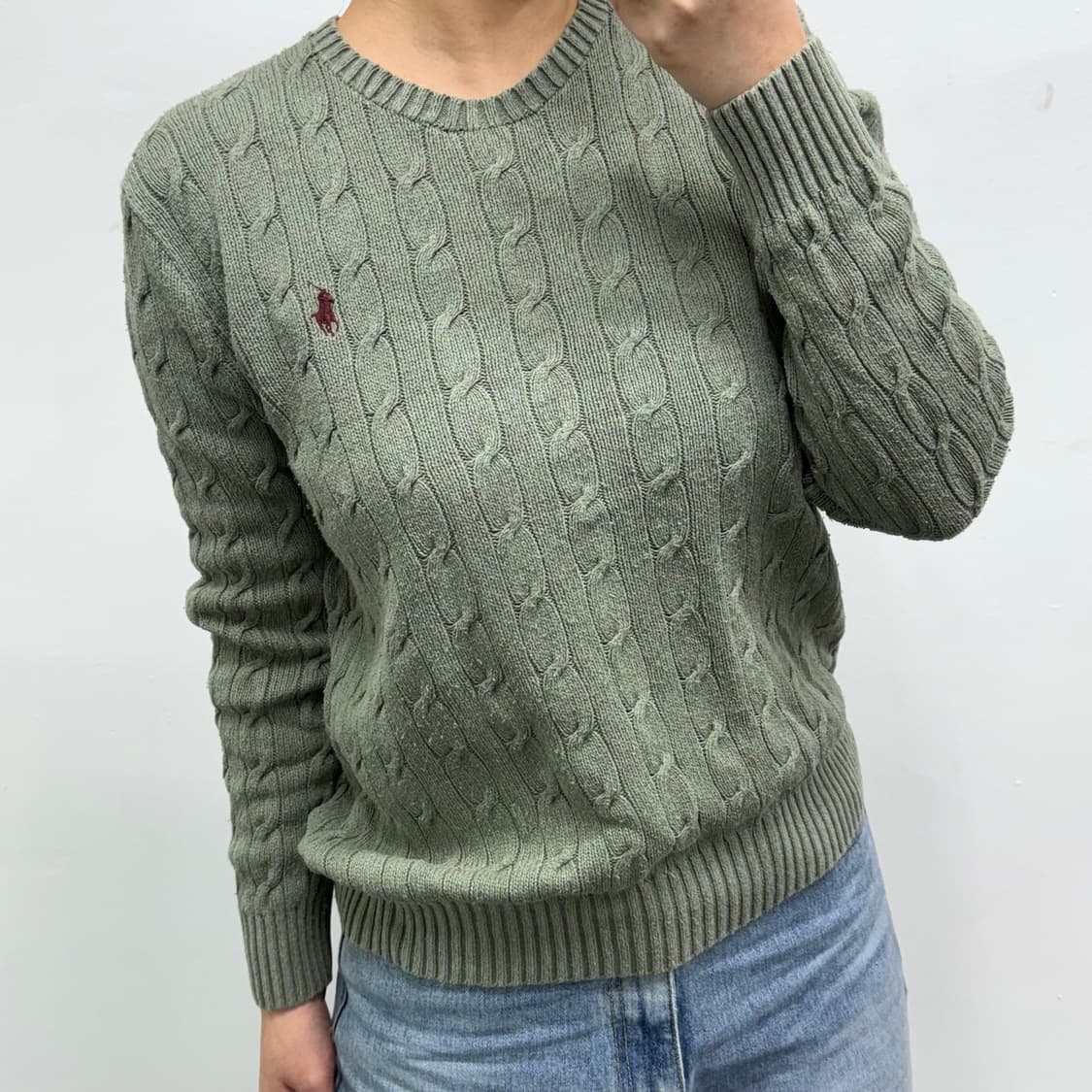 [S] 폴로 올리브 케이블 니트 상품이미지1