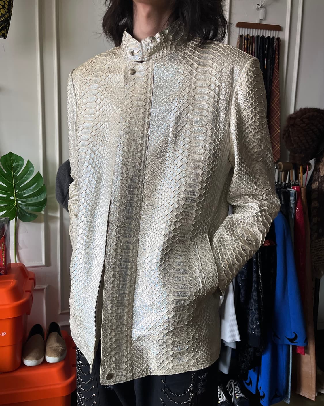 Reticulated Python Skin Leather Jacket 상품이미지3