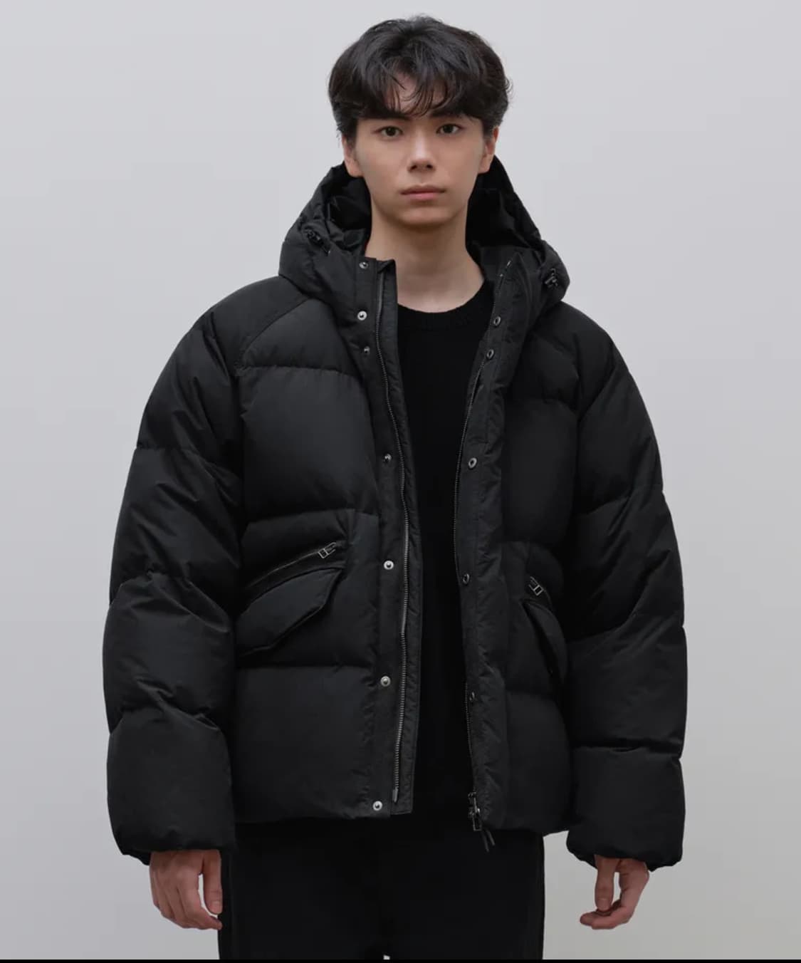 무탠다드 래글런 후디드 다운 숏 패딩 자켓 새상품 상품이미지1