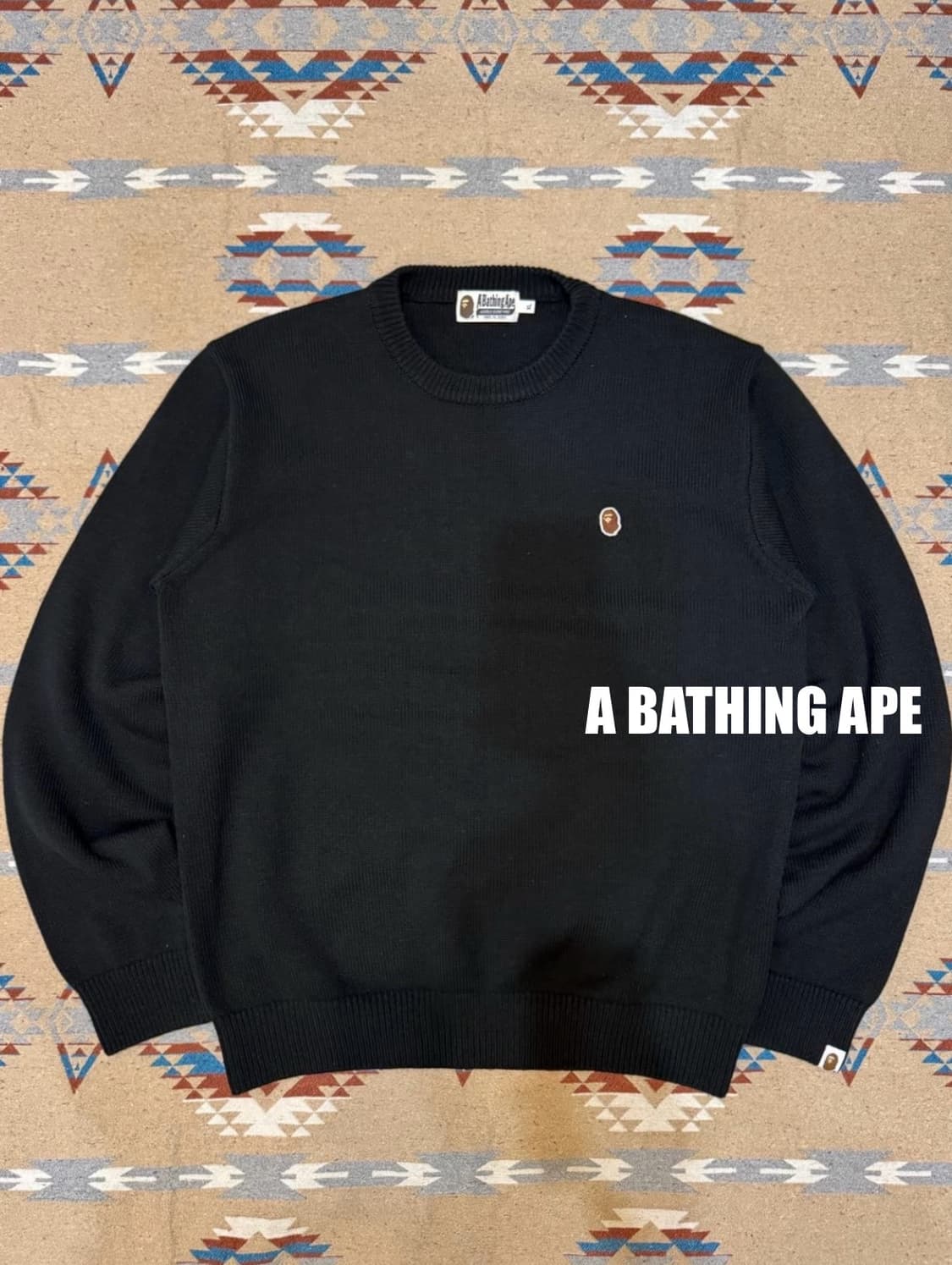 [XL][100] 베이프 원포인트 니트 블랙 상품이미지1