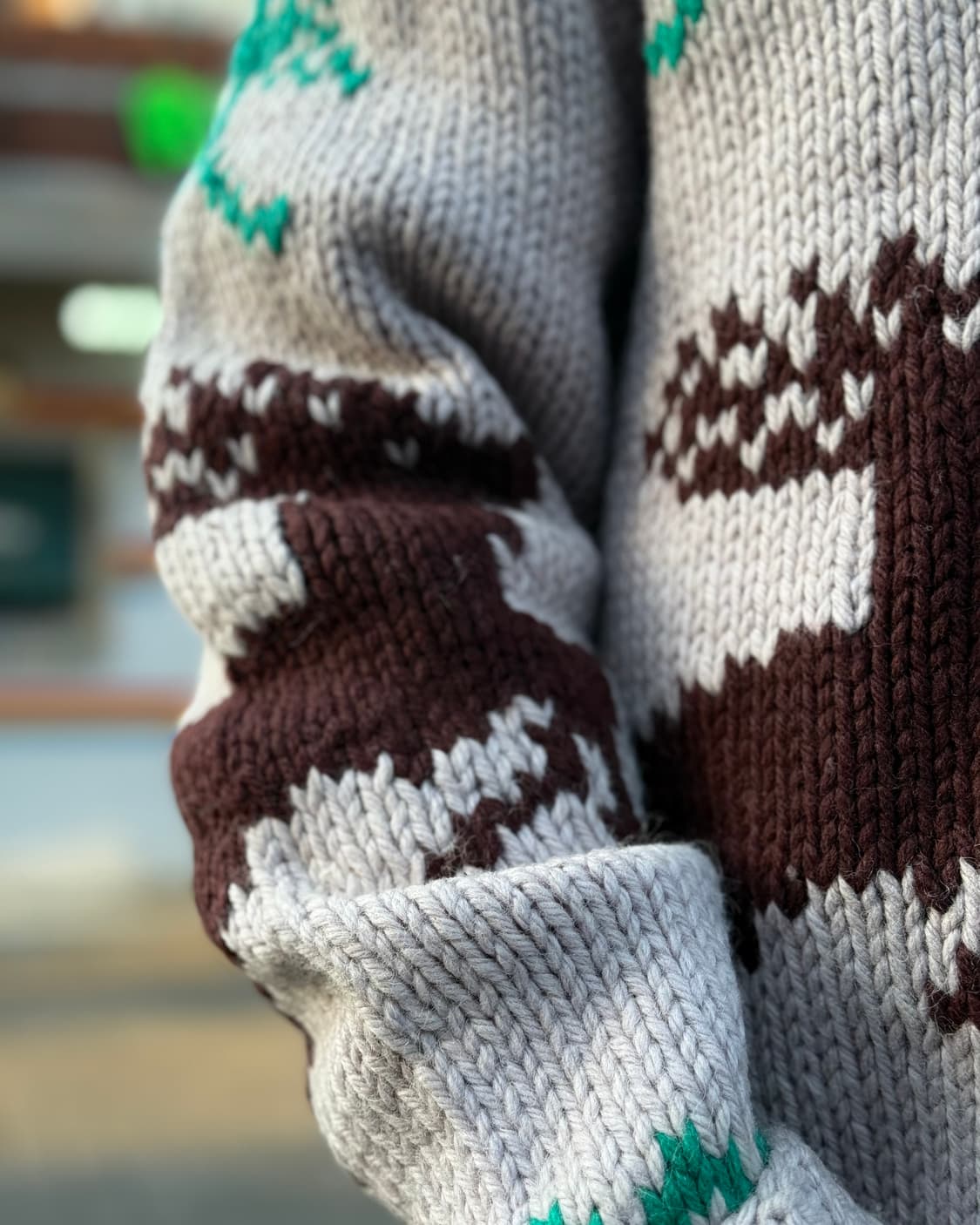 (60‘s 라이트닝 지퍼) 빈티지 사슴 패턴 코위찬 스웨터 105 상품이미지10