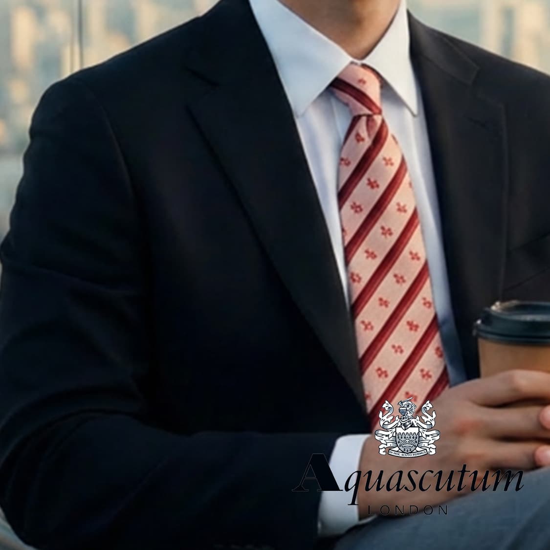 아쿠아스큐텀 스트라이프 도그 패턴 넥타이 9.4cm S~A+등급 E832 상품이미지1