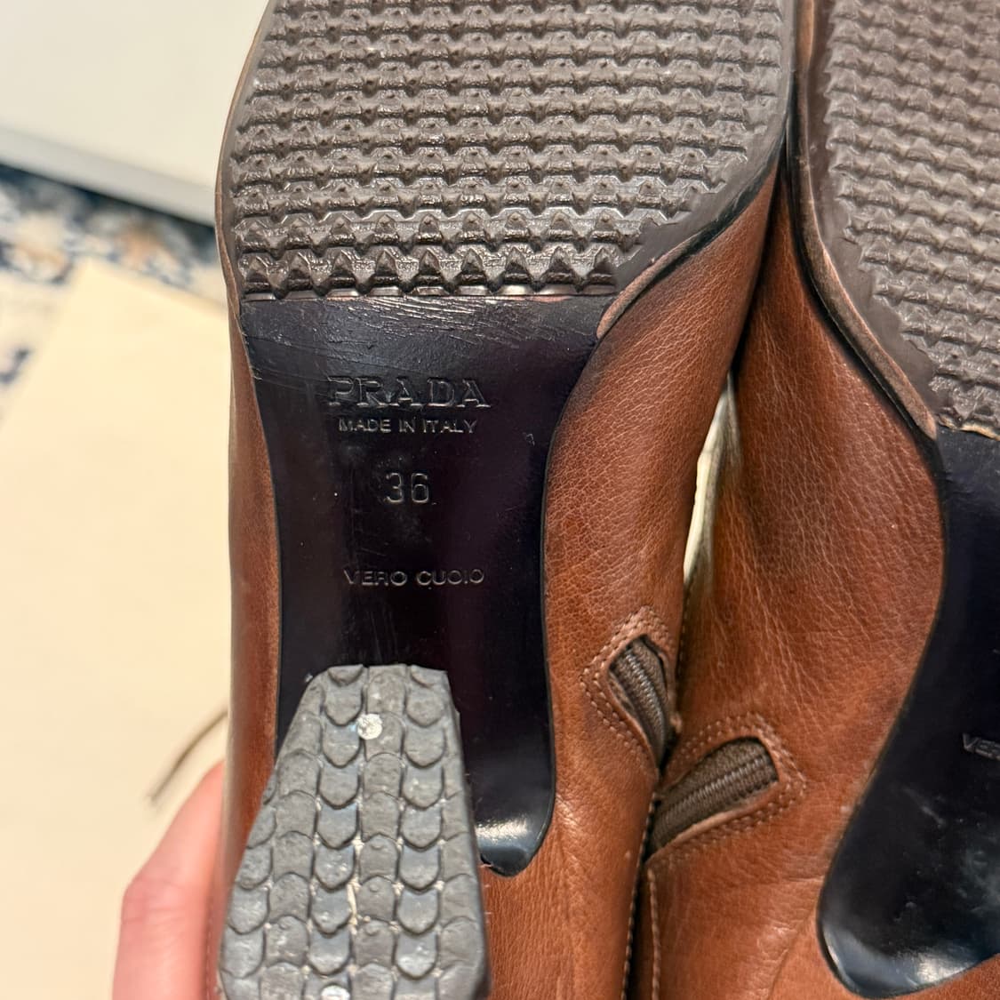 프라다 레이스업 부츠 브라운 상품이미지4
