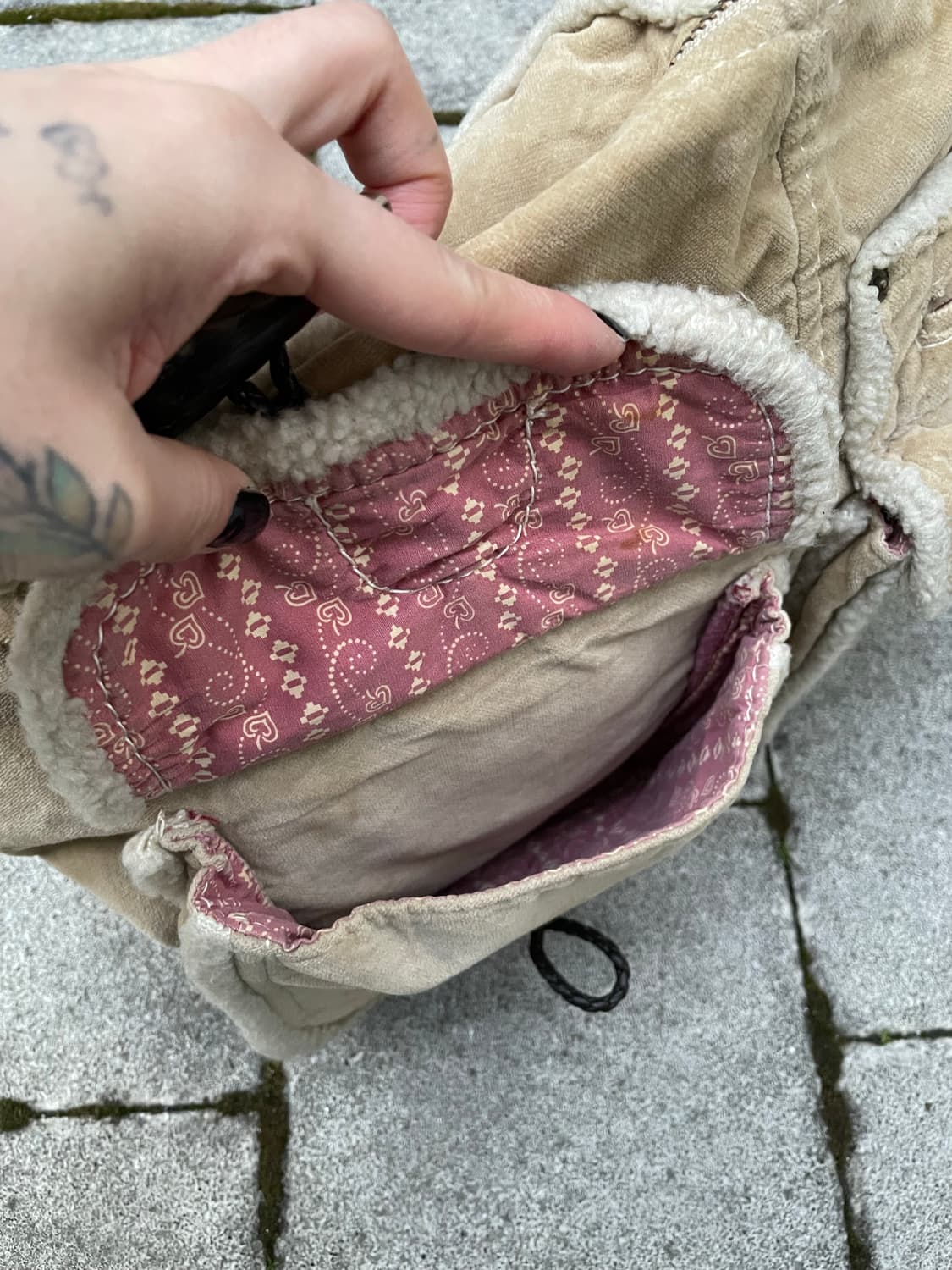 (빈티지)00‘s Gap 갭 코듀로이 양털 크로스 토트백 상품이미지5