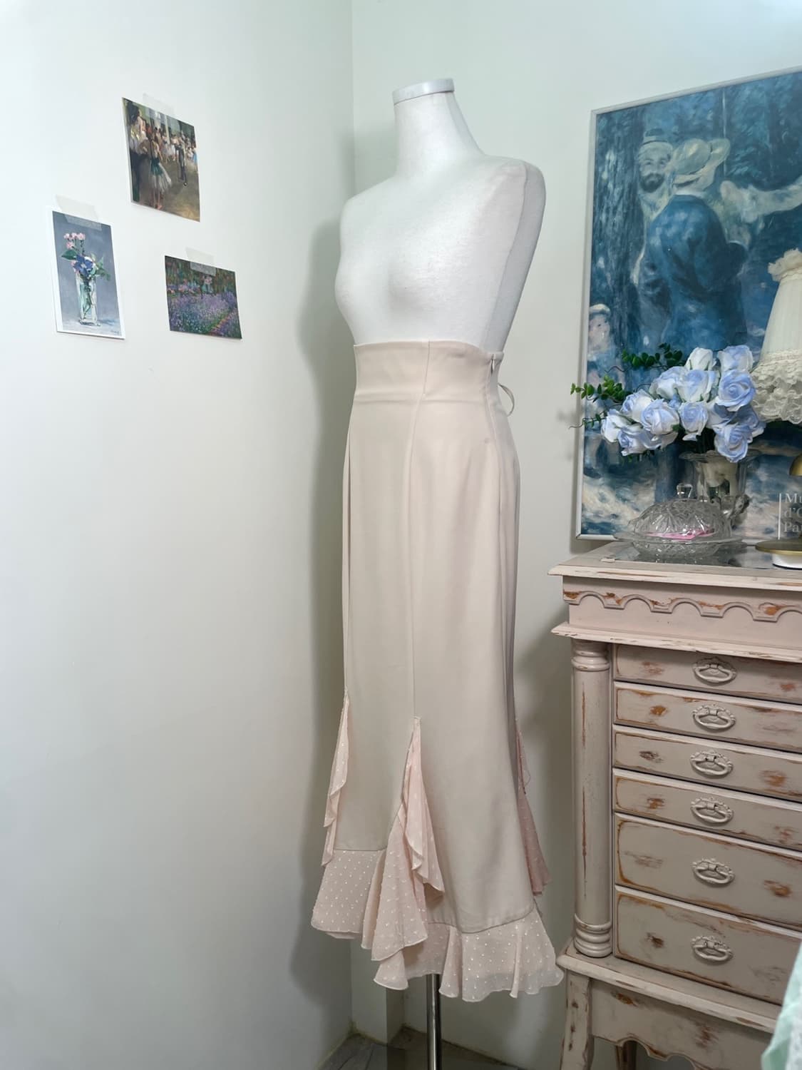 sheer pink dot ruffle princess long skir 상품이미지2