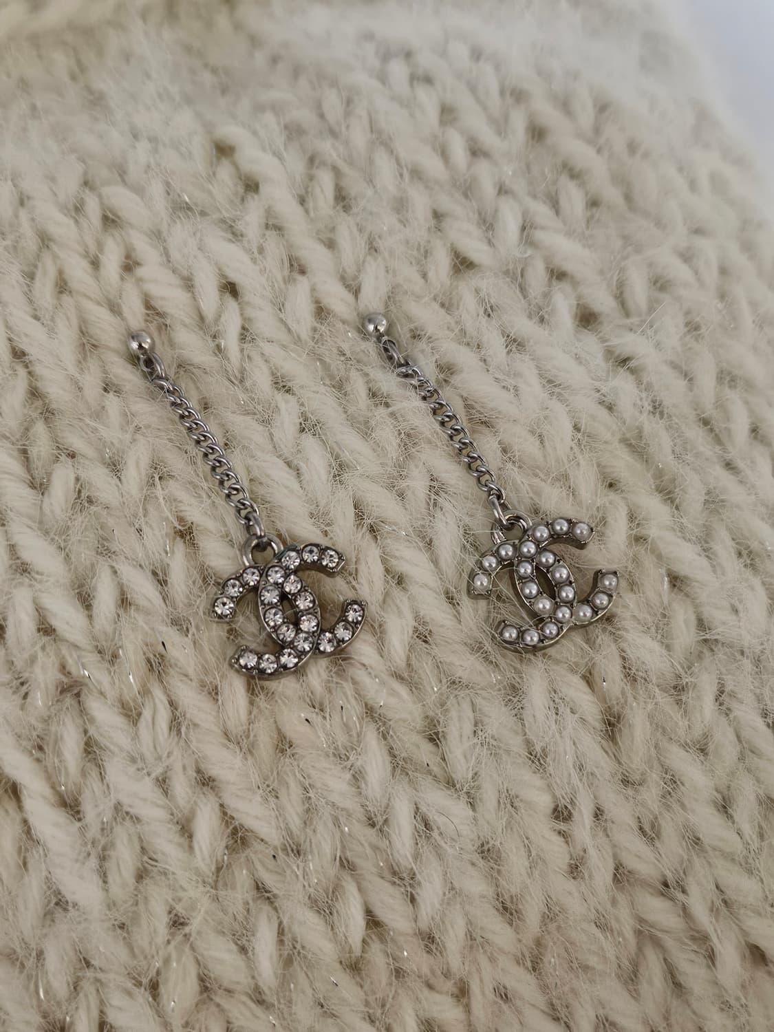 925실버 샤넬 정품 CC로고 드롭 체인 귀걸이 업사이클링 상품이미지3