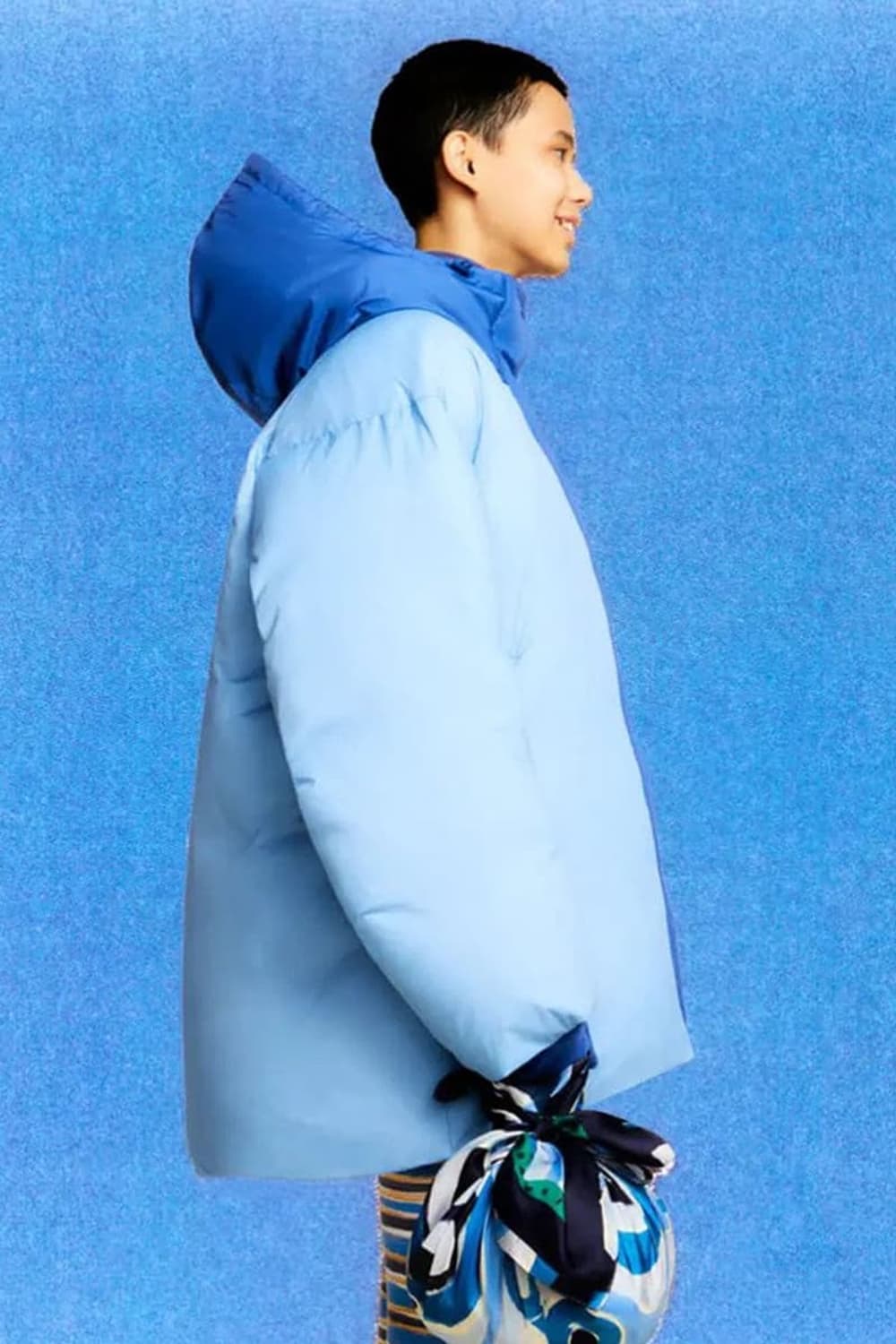 유니클로 x 마르니 다운 오버사이즈 후드 코트 블루 상품이미지2