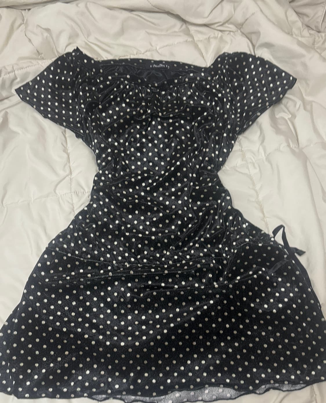 빈티지 도트 땡땡이 미니 벨벳 원피스 chouchou 상품이미지1