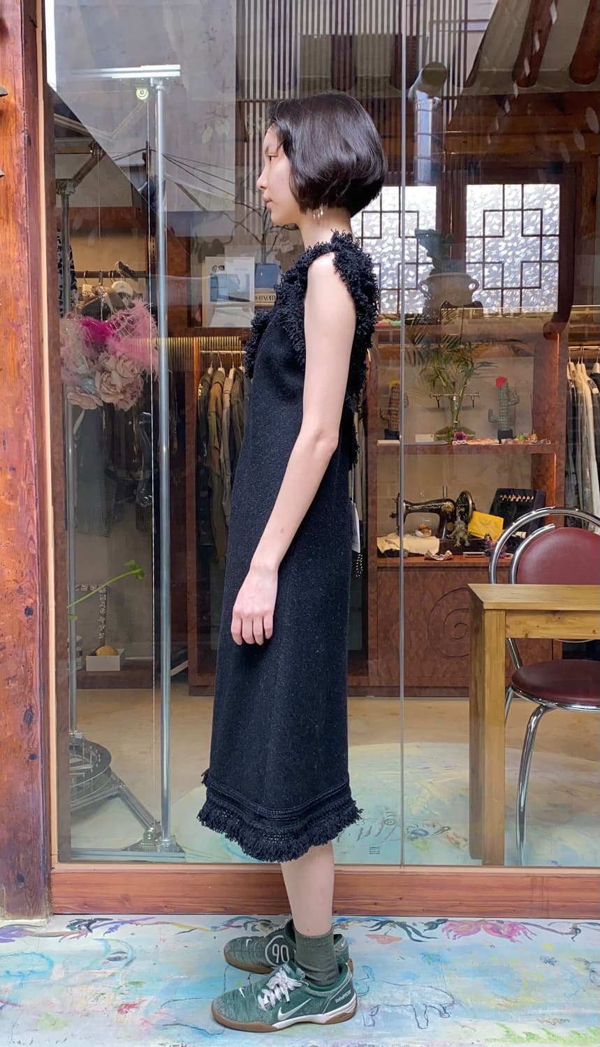 BEAUTIFUL PEOPLE 로우엣지 V넥 슬리브리스 롱 원피스  상품이미지3