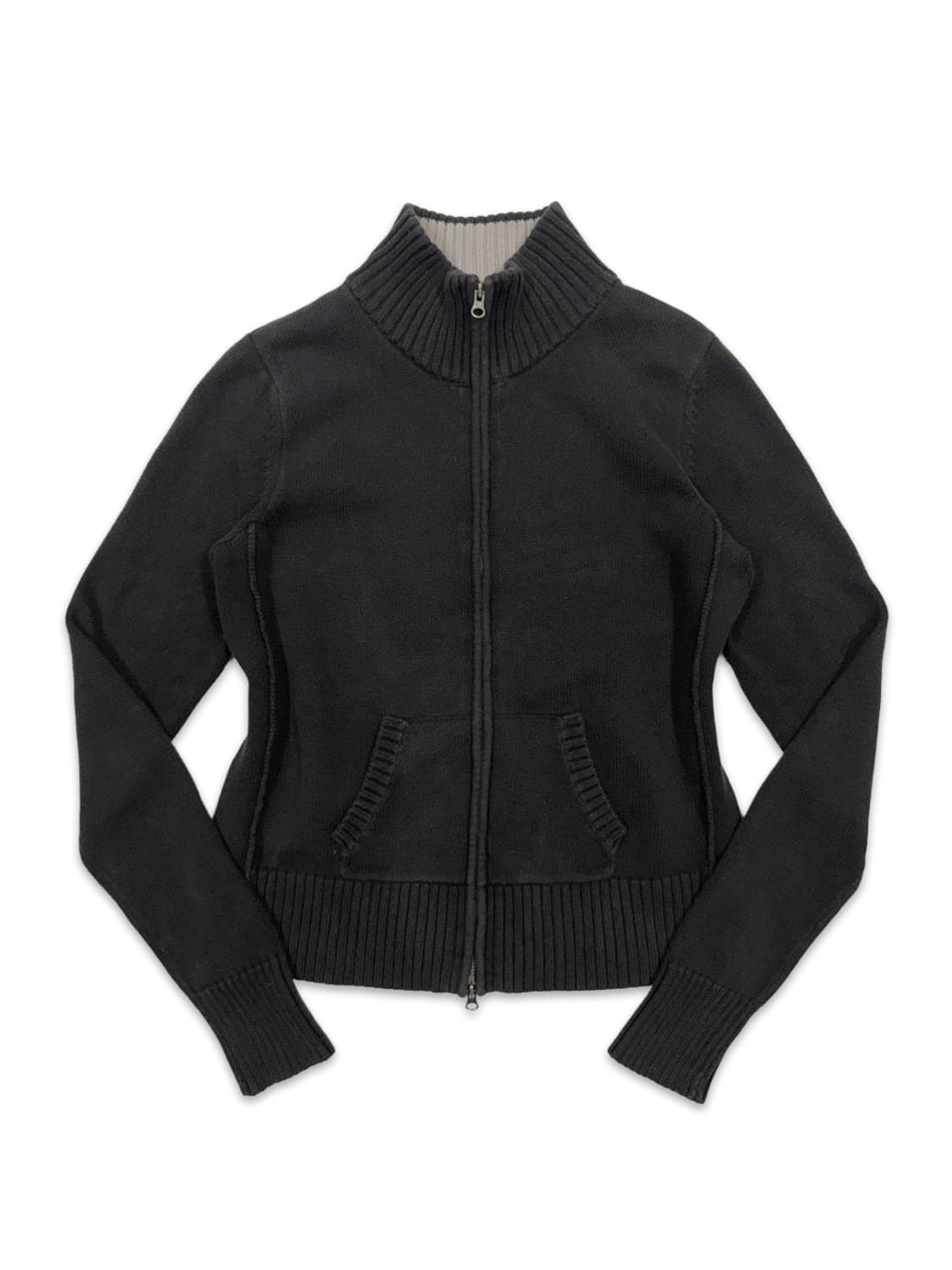 빈티지 Giordano 블랙 니트 집업 상품이미지1