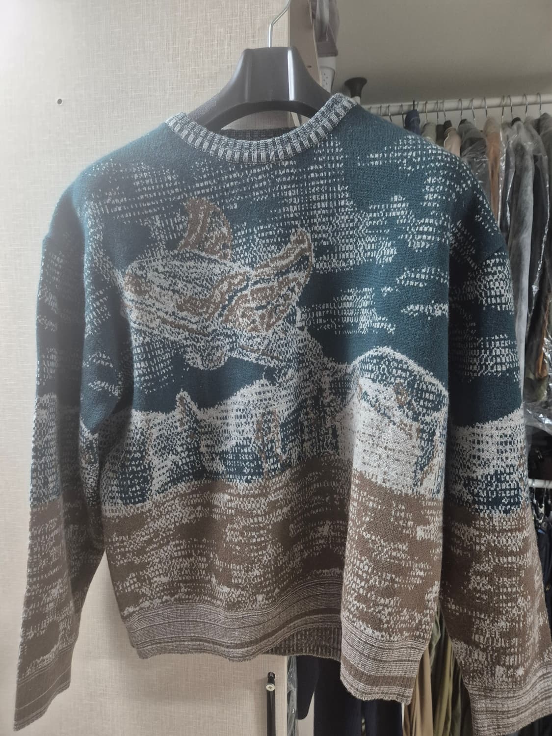 이외들 밤의 길잡이 자카드 니트 네이비 1사이즈 새제품 상품이미지10