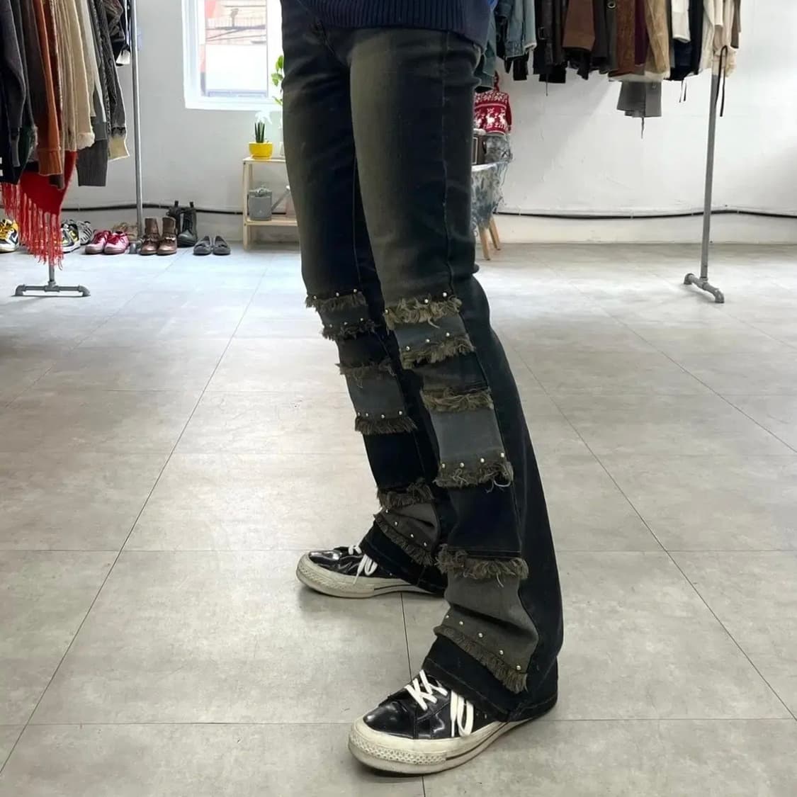 빈티지 프린지 부츠컷 데님 팬츠 상품이미지7