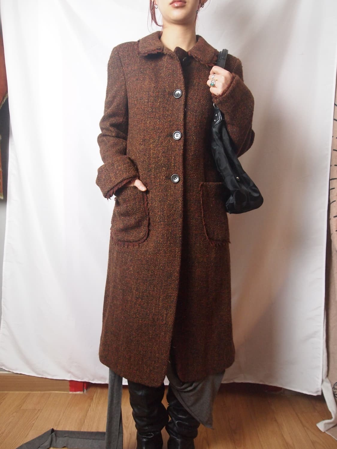 DKNY 프린지 트위드 코트 상품이미지3