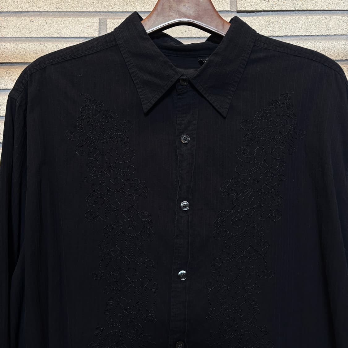 USA VINTAGE 레이스 인서트 코튼셔츠 스티치 라인 디테일 블랙 상품이미지4