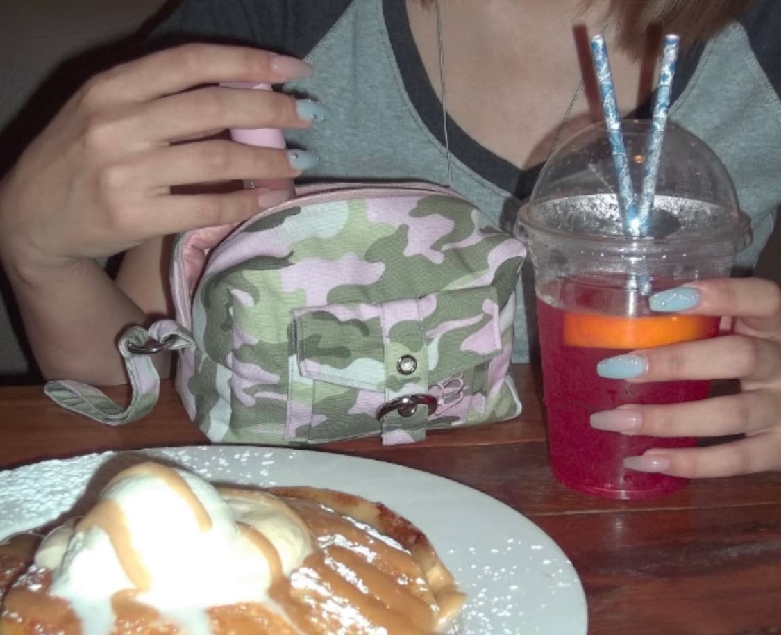 크리블 핑크 카모 포켓 파우치 상품이미지1