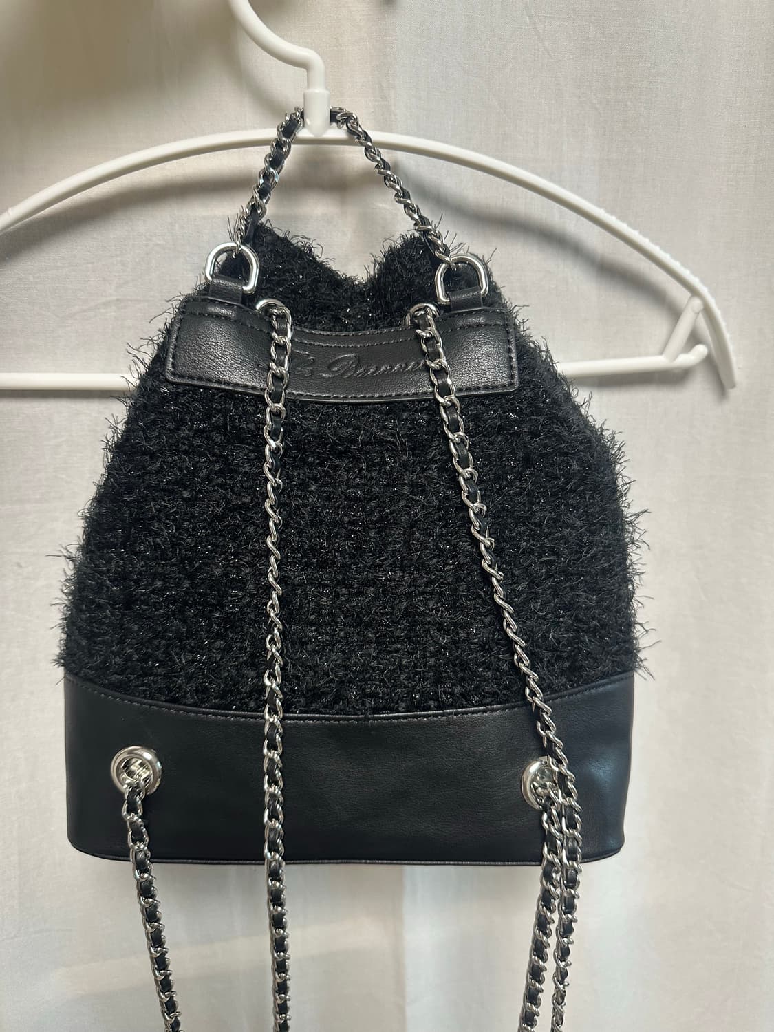 더바넷 thebarnet 트위드 드로우스트링 체인 백팩 상품이미지4