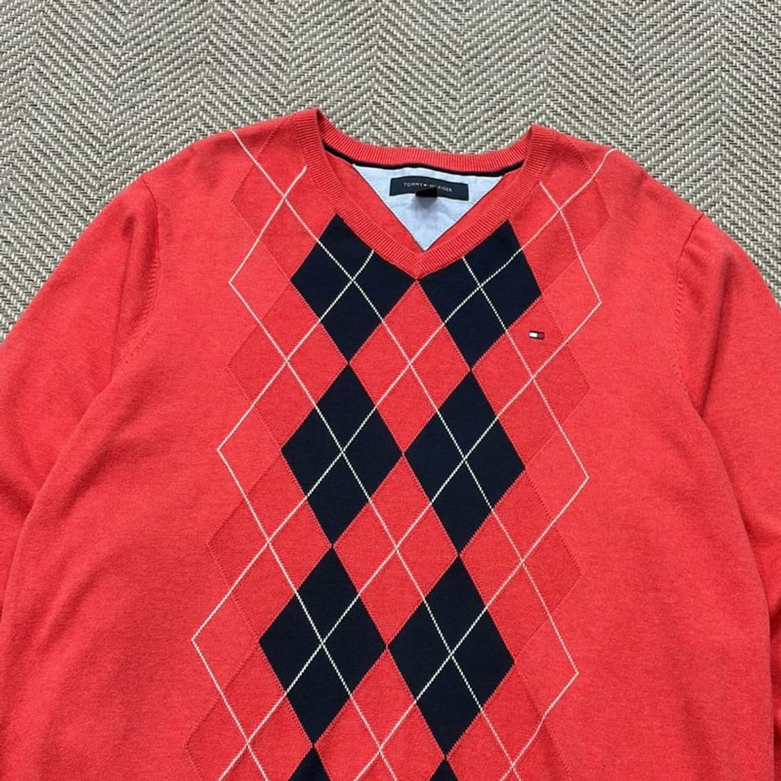 타미힐피거 브이넥 아가일 니트 v2601 상품이미지3