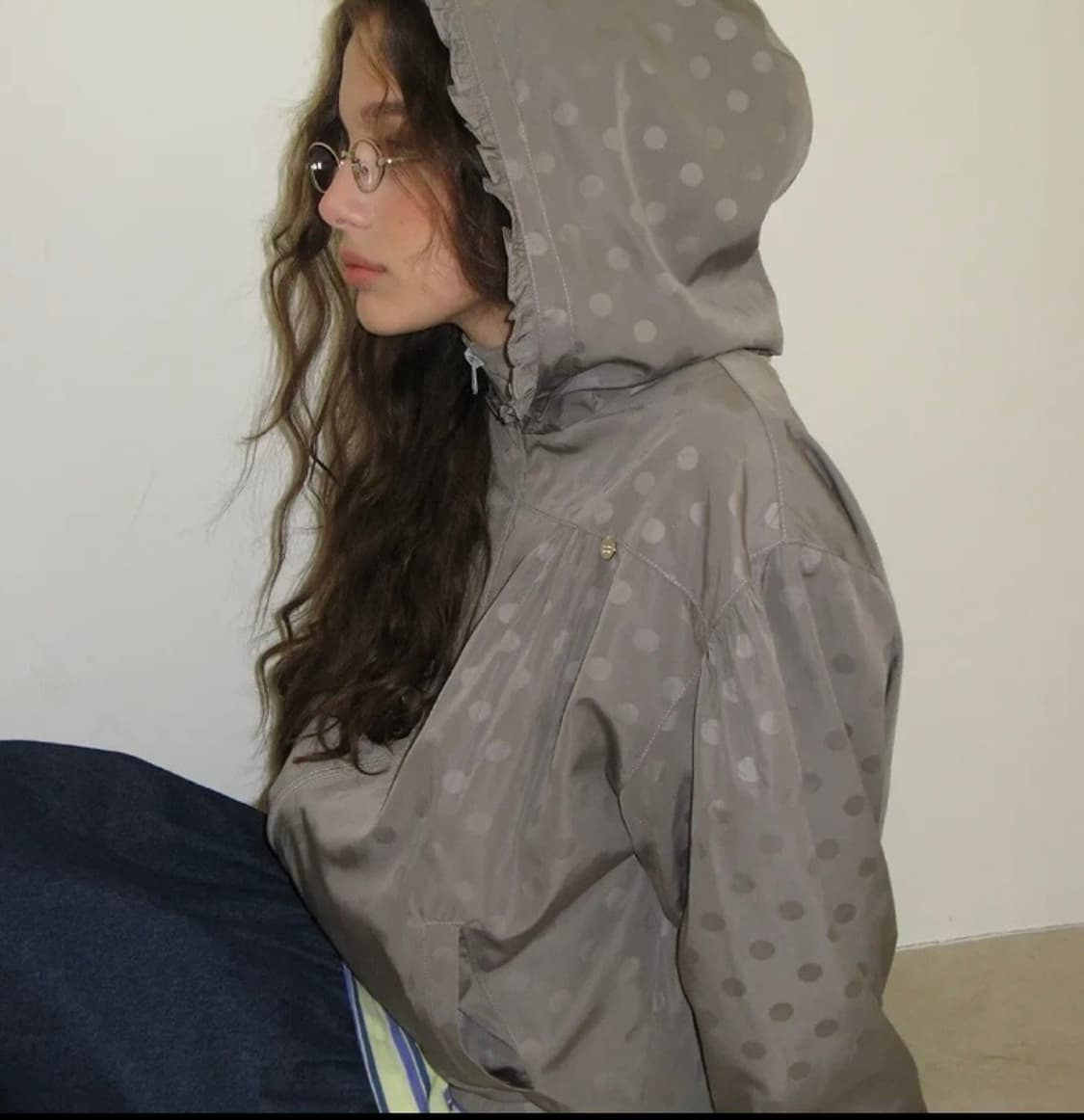 (새상품)론론-GREY DOT PENDANT FRILL HOODIE 상품이미지4