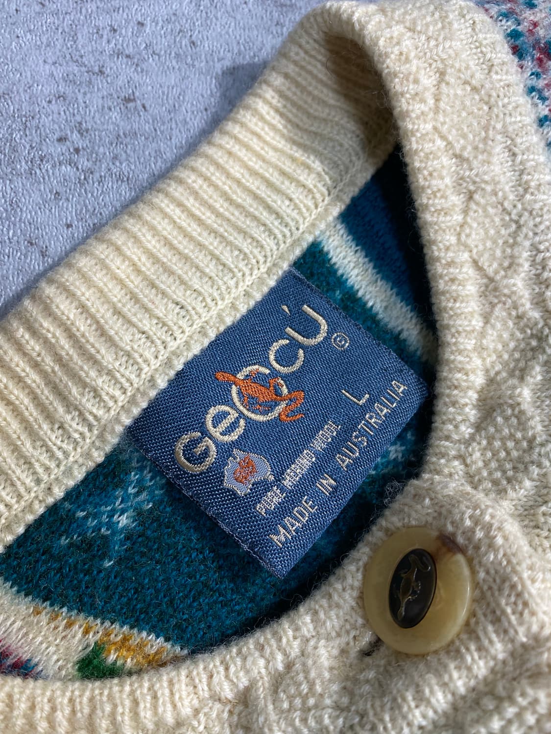 [L] 90s Geccu 오스트레일이라 케이블 니트 가디건 상품이미지7