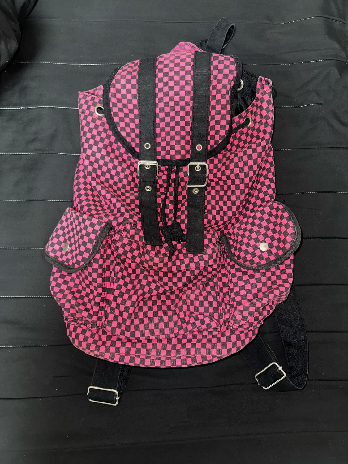 펑크 체크 핑크 백팩 빈티지 가방  상품이미지1