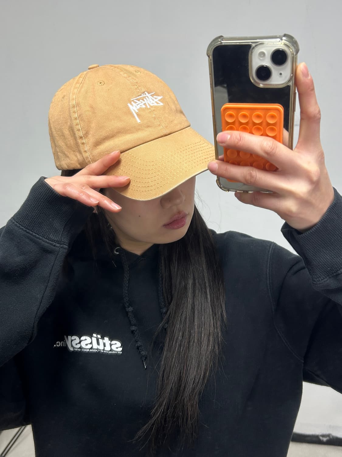 스투시 스탁로고 볼캡 카멜 상품이미지1