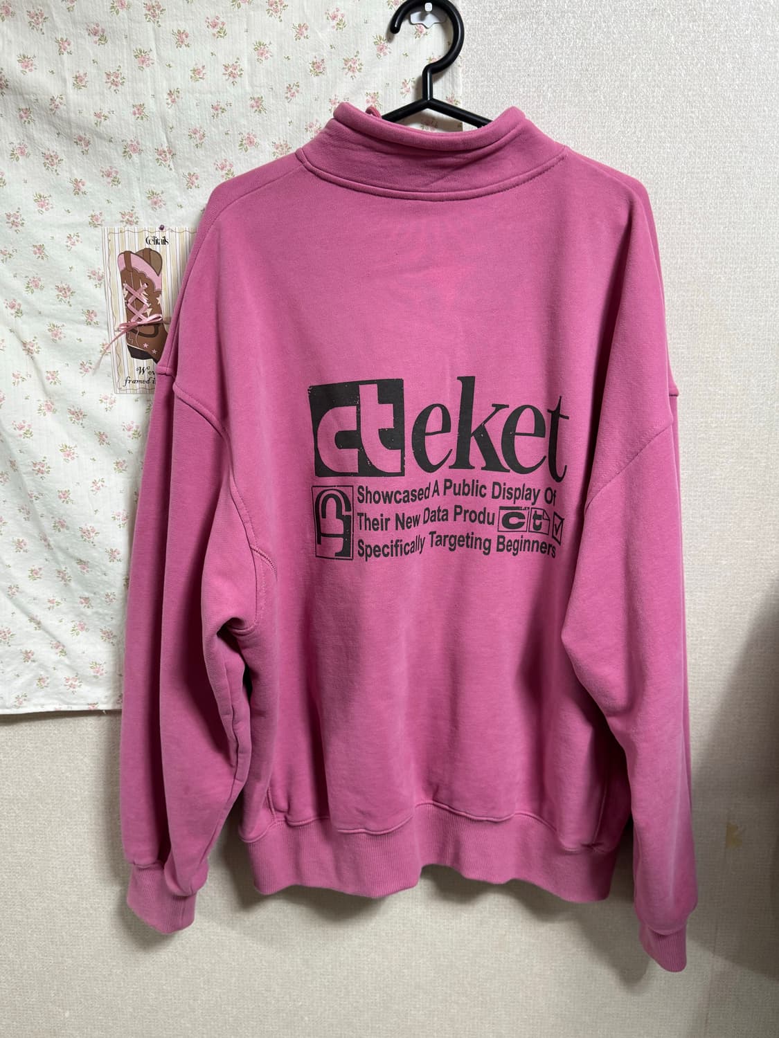 테켓 집업 맨투맨 핑크 / M사이즈🩷 상품이미지2