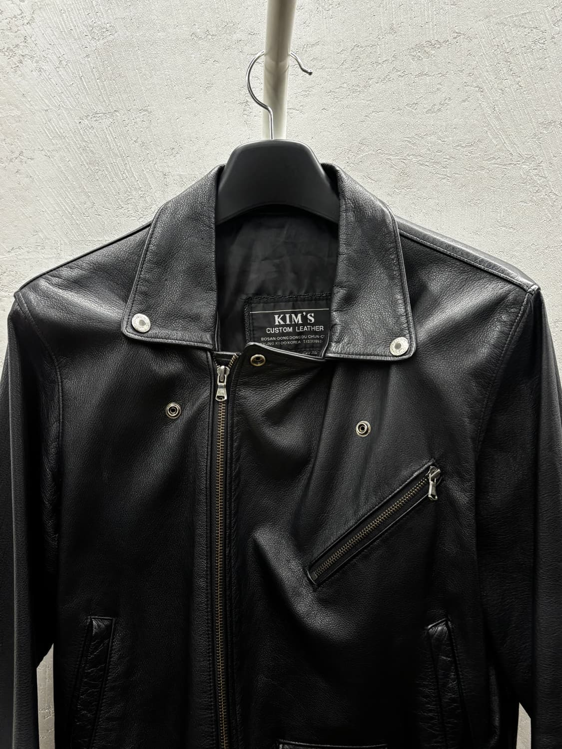 KIM'S 블랙 레더 라이더 자켓 상품이미지3