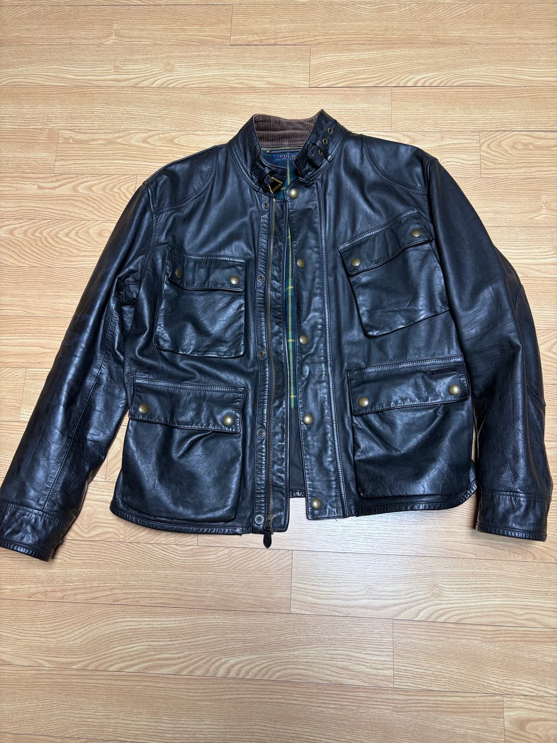 폴로 소가죽 바이커 레더 자켓 XL 상품이미지1